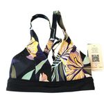 Roxy Juniors Bikini Top Active Sporty Triangle Floral Black Yellow Blue XS Photo 0