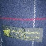 Amicale Italian Cashmere Navy Red Plaid Scarf Photo 1
