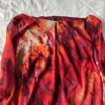 ASOS Red and Orange Tie-Dye Long Sleeve Chiffon Mini Dress Photo 4