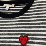 Gianni Bini  juniors size large long sleeve pullover striped black ivory heart Photo 2