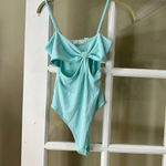 O. Vianca Mint Green Twist Front Cut Out Body Suit - medium Photo 1