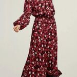 CAbi  Red Black Pink Long Sleeve Blouse & Midi A-Line Skirt Office Size 6 & M Photo 0