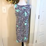 AMANDA LANE Sleeveless Hawaiian Tropical Print Lightweight Sheath Dress ~8P💚 Blue Photo 8