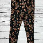 Slinky Brand  Size 1X Black & Pink Floral Print Straight Leg Pull On Pants Photo 0