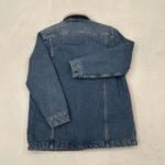 Levi's Levi’s Premium Blue Denim Sherpa Snap Button Long Trucker Jean Jacket Unisex S Photo 13