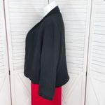 Chico's  Textured Silk Mandarin Collar Open Front Bomber Jacket Black Large 12 Photo 1