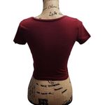 Wild Fable  Burgundy V-Neck Crop Top Basic Fitted Short‎ Sleeve T-Shirt Size S Photo 1