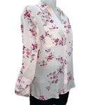Candie's  Long Sleeve Pink, Purple, Green Burgundy Floral Size M Button-Up Blouse Photo 4