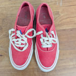 Ralph Lauren Polo  Women's Red Low Top Sneakers, Size 7.5B Photo 2