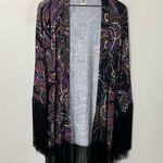 Temple Ro Festival Fringe Robe Kimono Cardigan Open Front Purple Black One Size Size undefined Photo 1
