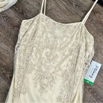 Vintage Stenay Maxi Dress 10 Cream Sheer Beaded Fairy Y2K Rayon Evening Gown Photo 5