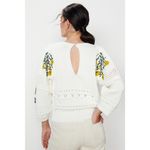 Ba&sh  White Knit 100% Cotton Crochet Stitches Bright Florals Miro Sweater Size S Photo 1