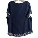 Charter Club  Navy Top with White Floral Trim Photo 6