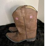 Shyanne  Floral Embroidered Brown Leather Snip Toe Pull On Western Boots 6 Photo 0