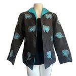 Vintage Rarities New Vietnam Embroidered Peacock Feather Jacket Black Blue Small Photo 6