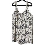 Ces Femme size large linen blend shorts romper tan floral print with pockets NWT Purple Photo 1