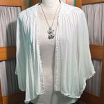 Miami  White open front cardigan kimono with Pom-Pom Trim Photo 0