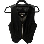 Charlotte Russe Vintage 90's  Genuine Leather Black Vest Women's Size Large Photo 0