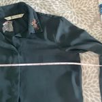 ZARA  Beaded Button Down Blouse XS Dark Green Semi Sheer Corpcore Boho Chic Artsy Photo 5