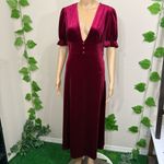 Elegant Burgundy Red Velvet Dress Retro New Size M Photo 5