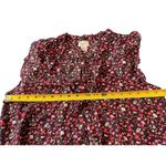 Eyelash Brown Pink Red Floral Fall Sleeveless Sheer Tie Neck Office Casual Top M Size M Photo 8