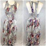 Bleuh Ciel Francesca’s bleu ciel smocked floral cutout back midi dress size medium Photo 1