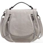 Rebecca Minkoff Grey Vanity Large Leather Saddle Bag Crossbody Purse Photo 2