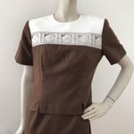 Vintage 80s Brown Aztec Embroidered Dress S/M Photo 1