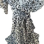 Luxxel Ruffle Faux Wrap Romper Snow Leopard Size S Photo 3