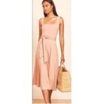 Reformation Helina Tie Back Midi Dress In Blush Size Medium Square Neck Photo 7