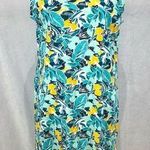 L.L.Bean  100% cotton aquamarine and yellow tropical dress size medium Photo 0