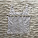 Vintage White Floral Lace Tank Top Square Neckline Size L Photo 7