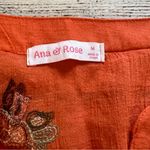 Ana & Rose Linen Embroidered Blouse Womens Size M Floral Boho Button Up Hippie Orange Size M Photo 5