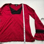 August Silk long sleeve bell sleeve silk cotton blend top size large red black Photo 8