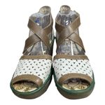 Fly London White Brown Cutout Leather Wedge Sandals Women’s Size 40 US 8-8.5 Photo 2