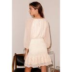 Lulus ✨All The Cheers Cream and Gold Dotted Smocked Mini Sz Medium Dress ✨ Photo 3