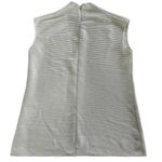 ZARA Top Womens Large White High Neck Ribbed Knit Zip Back Minimalist Blouse Photo 2