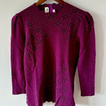 Vintage Chu Chi knit sweater purple sparkle glitter mauve 3/4 sleeve fall long Size 10 Photo 0