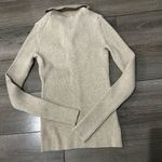 Madhappy  Oatmeal Ribbed Knit Collared Long Sleeve Cardigan Sweater Size Small Photo 5