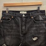 Free People {26}  We The Free Distressed Black Denim Mini Skirt Photo 4