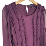White House | Black Market WHBM Ruffled & Knit Sweater Blouse Burgundy color Photo 2