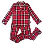 Victoria's Secret  Shimmer‎ Cotton Flannel long sleeve Pajama Set black pink plaid Photo 2