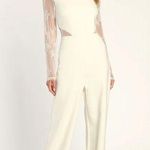 Lulu’s Ivory Lace Jumpsuit White Size M Photo 0