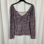 Boden Blue&Pink Paisley Puff Sleeve Sweetheart Neckline Jersey Top Sz.8 Pink Photo 2