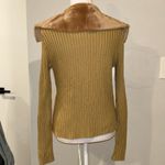 Harold's Faux Suede Knit Jacket Faux Fur Collar Acrylic Polyester size Small tan Photo 5