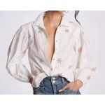Anthropologie Maeve x Embroidered Starfish White Sequin Button-down Size Large Photo 1