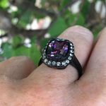 Amethyst Stainless Steel black ion plating AAA CZ Ring Size 8 Photo 1