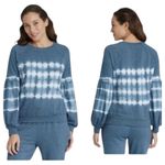 Knox Rose Blue Tie Dye Puff Sleeve Crewneck Sweater Size Medium Photo 2
