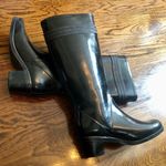 Kate Spade Women’s New York Black Rain Boots Pink Lining Bow at Calf Sz 9 Photo 3