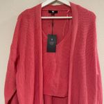 Frye NWT  Women's Coral Pink Knit Cardigan & Tank Set M 100% Cotton Cozy‎ Stylish Photo 2